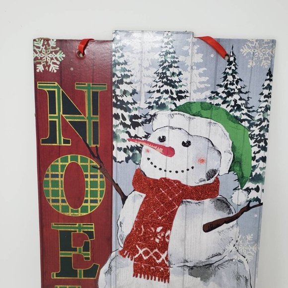 Noel Christmas Snowman with Glitter Accent Hanging Sign Holiday Decor 14" - Picture 2 of 9